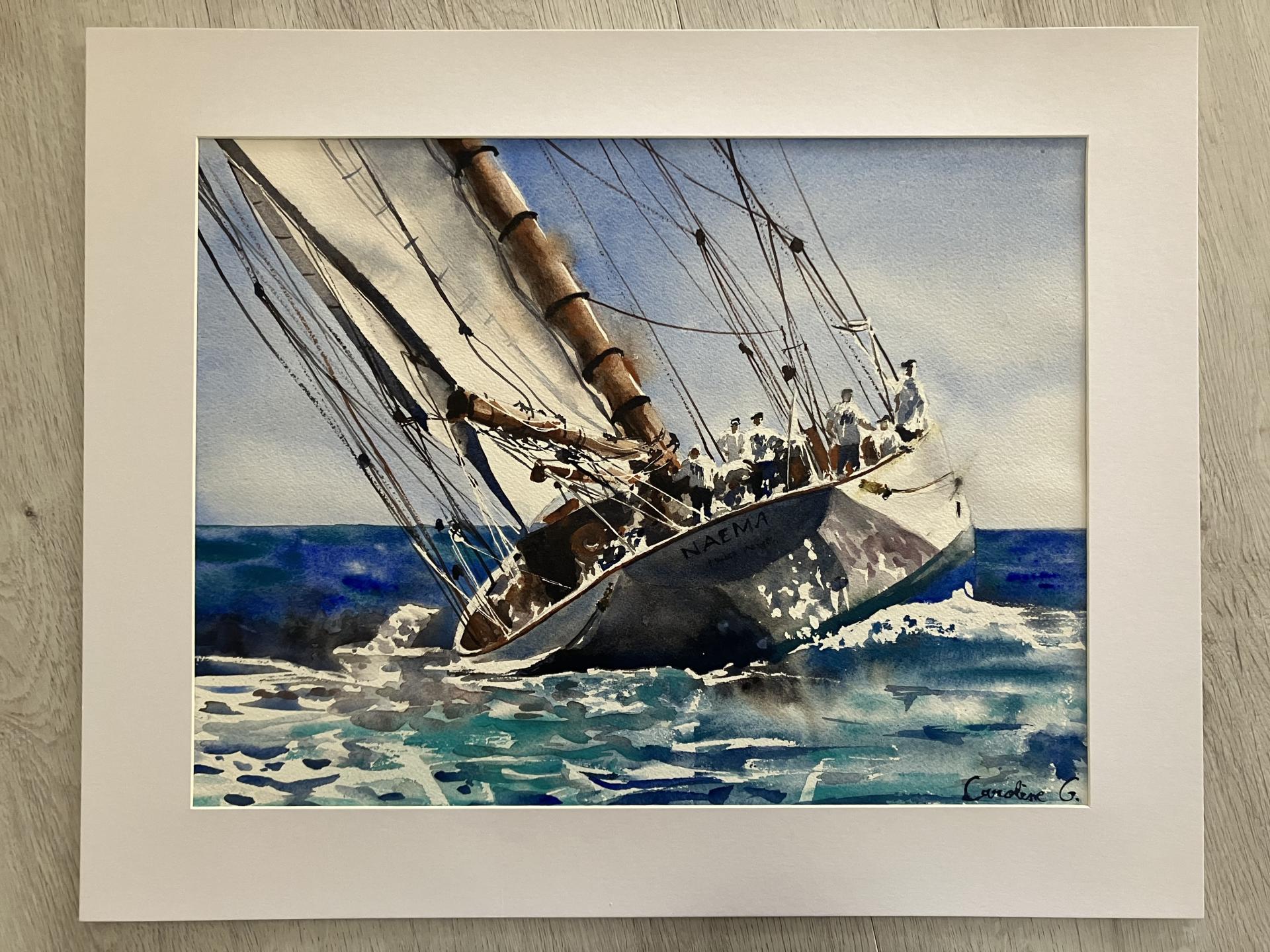 Exemple aquarelle format 31 x 41 cm en passe-partout 40 x 50 cm